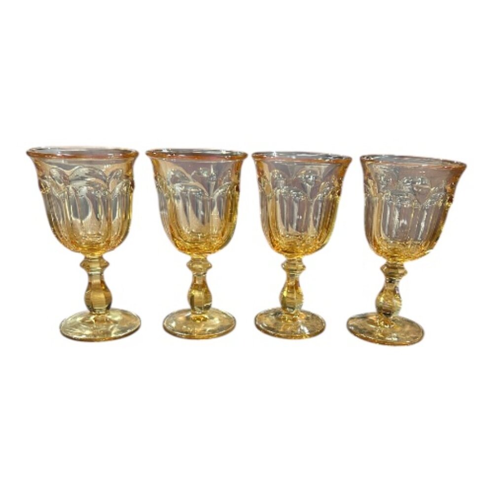 Old Williamsburg Yellow Water Goblet - Four Goblets